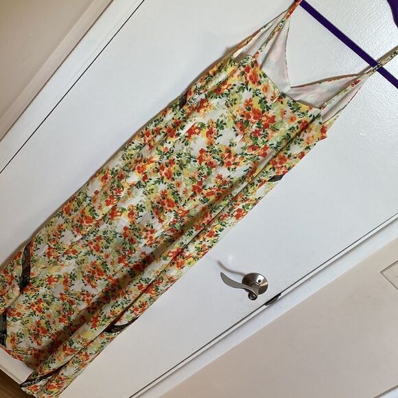 WAYF Baldwin Tangerine Floral Lace Trim Slip Dress - size xs - Picture 10 of 14